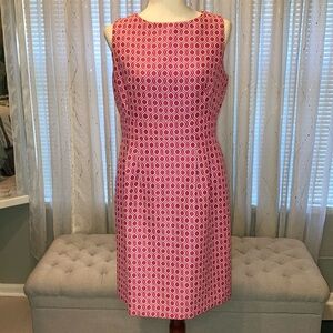 Tahari bright pink sleeveless column dress. Size 10  Fully lined